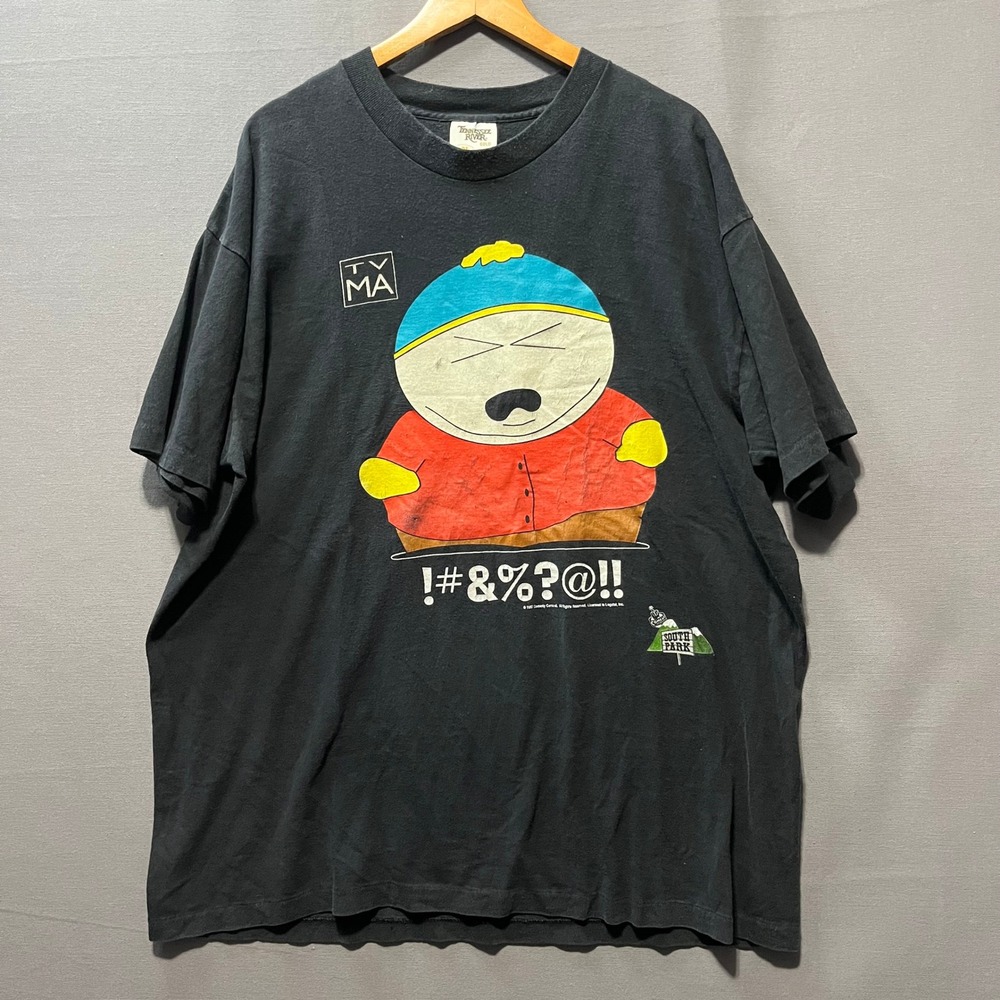 Vintage 1997 South Park Eric Cartman T-Shirt Tennessee River XL Black TV-MA
